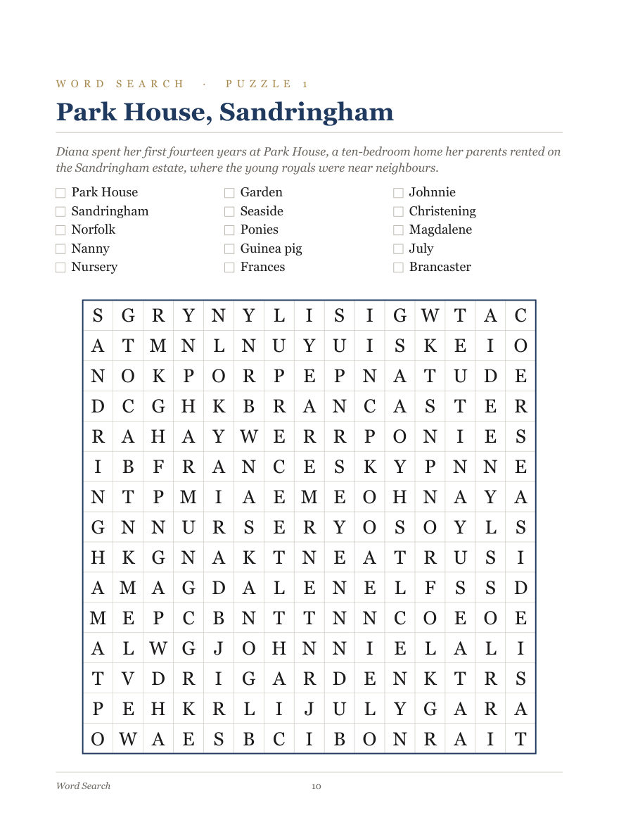 A word-search page: fifteen large-print words and a 15 by 15 grid